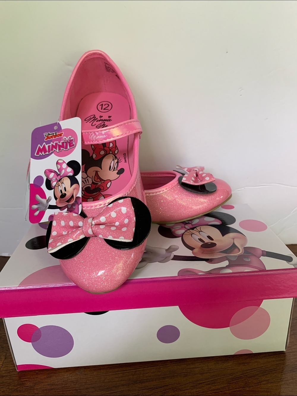 Disney Pink Glitter Minnie Bow balarina Shoes